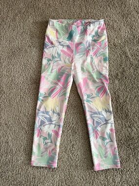 b.o.c. Girls' Pastel Tropical Leaf Print Leggings - Pink, Mint & Yellow